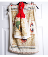 Rooster Farmhouse Kitchen Set of 3 Towels &amp; 2 Pot Holders Chickens Farm ... - £13.28 GBP