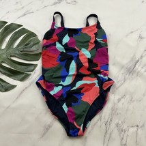 Athleta Hermosa One Piece Swimsuit Size L Tall Blue Pink Floral Low Back... - £23.64 GBP