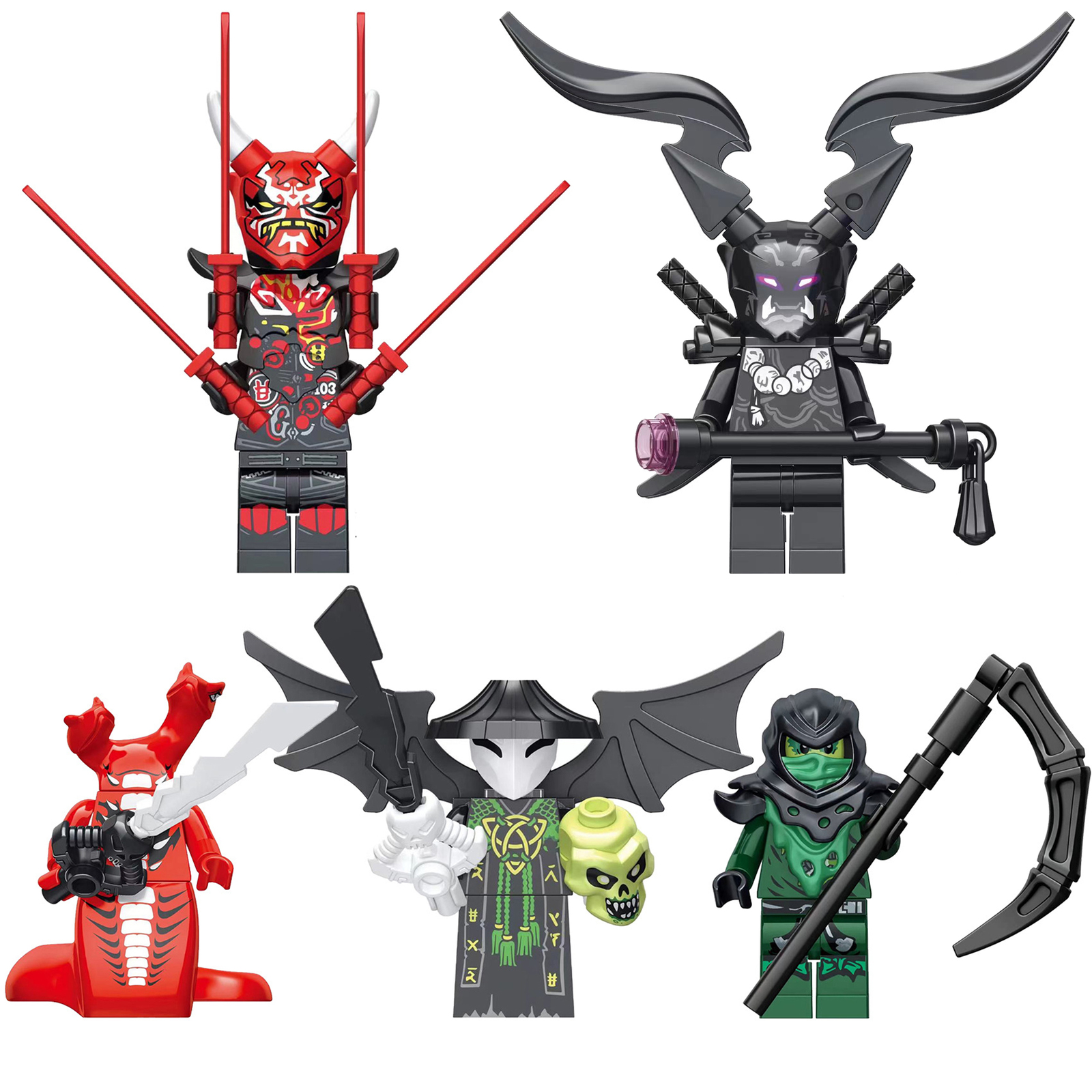 5Pcs Ninjago Minifigures Omega Morro Mr E Mini Building Block Figure 5Pcs Ninjago Minifigures Omega Morro Mr E Mini Building Block Figure