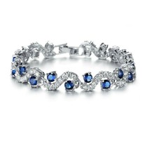 7.5 Ct Blue &amp; White Diamond Chevron Bracelet 14 Ct White Gold Over Summer Sale - £124.98 GBP