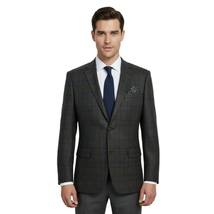 Men's Soft Wool Sport Coat English Plaid Window Pane 556-9 Brown Blue Renoir image 9
