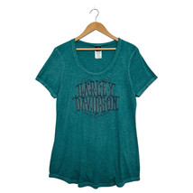 Harley Davidson Top Womens Extra Large Green Burnout Short Sleeve Cayman... - €15,58 EUR