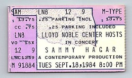 Sammy Hagar Konzert Ticket Stumpf September 18 1984 Norman Oklahoma - $49.47