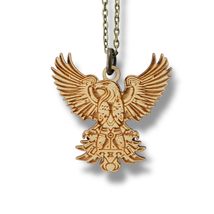 Necklace - Aztec Eagle - Snake and Cable Link chains - Birch wood (Silve... - $21.55
