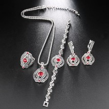 Hot 4Pcs Vintage Wedding Jewelry Sets Gray Crystal Necklace Earrings Bracelet An - £11.07 GBP