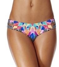  NEW BAR III Featheed Daze Reversible Black Multi Cheeky Bikini Bottom X... - £11.83 GBP