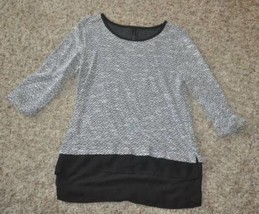 Womens Shirt Massini Black &amp; White 3/4 Long Sleeve Scoop Neck Top-size M - £9.30 GBP