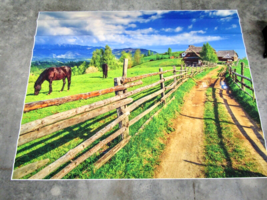 Horse Ranch landscape Home decor Photo Backdrop on canvas Very Large 8 ft x 76&quot; - £30.93 GBP