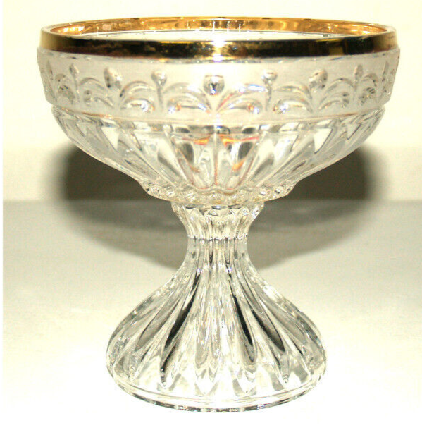 Primary image for Vintage Anna Hütte 24% Lead Crystal Candy Dish Bowl with Gold Rim