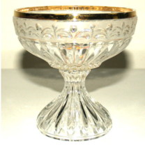 Vintage Anna Hütte 24% Lead Crystal Candy Dish Bowl with Gold Rim - $24.76