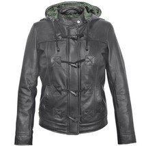 Xelement X639 Womens Soft Naked Leather Jacket  Zip-Out Hood Fern-Green Striped - £47.95 GBP