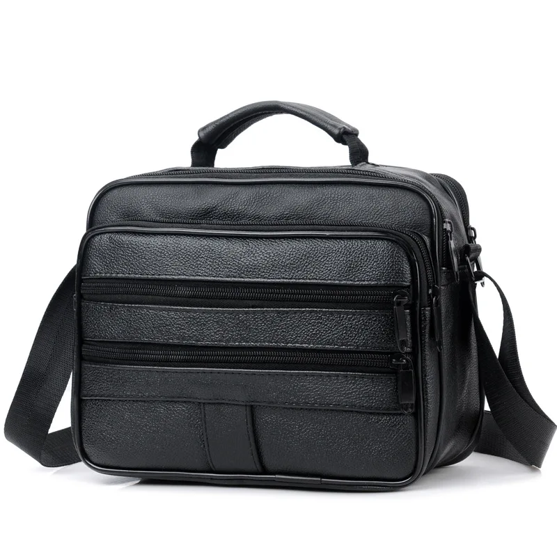 New Men Leather Handbag Zipper men Business bag Black Male Bag Shoulder ... - $32.77