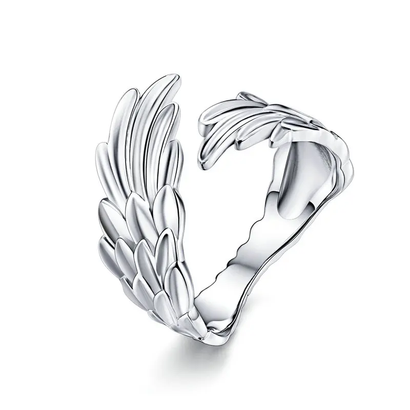 925 Sterling Silver Guardian Wings Open Ring Angel Wing Adjustable Finger Ring f - £19.85 GBP