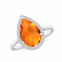 Authenticity Guarantee 
ANGARA Pear-Shaped Citrine Cocktail Ring with Diamond... - £911.11 GBP
