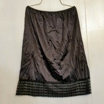 VTG Half SLIP Black NYLON w/ LACE Petticoat Hemline 28&quot; elastic waist 25... - $19.79