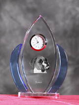 Boxer-   crystal clock in the shape of a wings with the image of a pure-... - £51.99 GBP