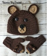 Crochet Child bear hat &amp; mitten set PATTERN ONLY - £6.25 GBP