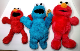 Lot Of 3 Sesame Street Interactive Plush Toys Cookie Monster & Elmo - Lookie! :) - $25.82
