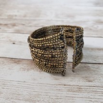 Vintage Bangle / Bracelet Bronze Tone Beaded Wrap Bracelet - £10.45 GBP