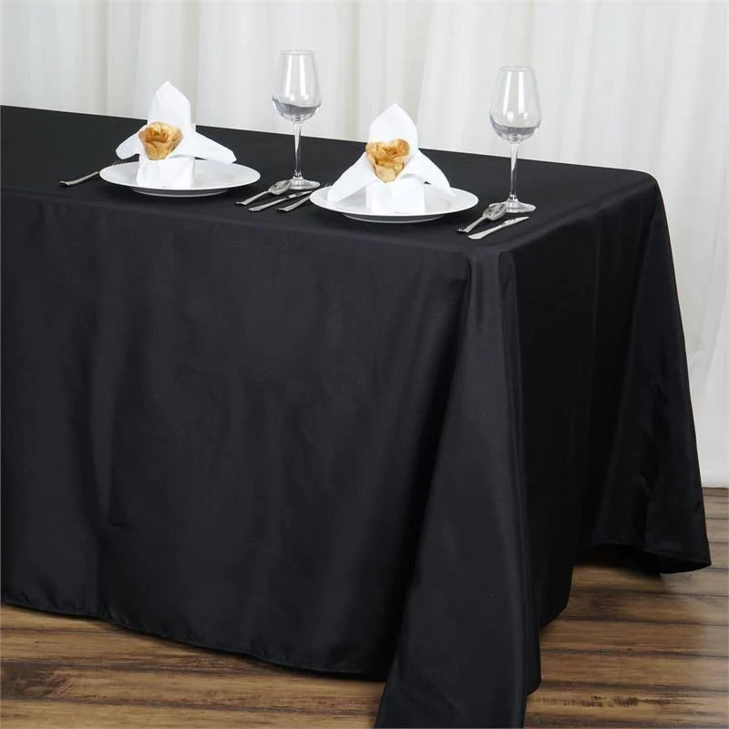 Black - 5PCS 90x132&quot; Polyester Rectangle Tablecloths Wedding Party - £90.38 GBP