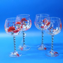 Noble Excellence Hand Painted Napa Valley Meadow Flowers Wine Glasses - Set Of 4 - £44.07 GBP