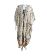 Magnolia Pearl One Size Blockprint Jaya Duster Kaftan 100% Silk  - $413.23