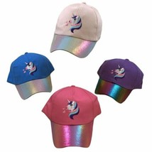 Junior Girls Hat Embroidered Unicorn w/Metallic Bill Baseball Cap Ages 6-9 New! - £7.97 GBP