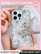 Elegant Daisy Rose Rhinestone Case for iPhone Samsung Stylish Protective - $13.86