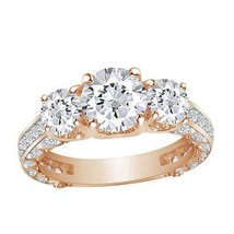 2.20 KT Rotondo Forever Brillante Moissanite Sposa Anello Massiccio 14K Oro Rosa - $438.14