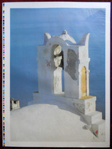 1980s Original Poster Greece Santorini Church Belfry BASF Offset Printin Germany - £43.80 GBP