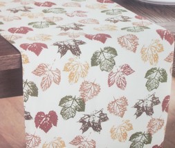 1 Fabric Indoor Printed Table Runner (14&quot;x72&quot;) FALL, STAMPED AUTUMN LEAV... - $24.74