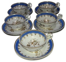 15pc c1850 English Blue and gilt teacup set - $133.65