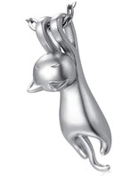 Cat Necklace - 18K White Gold Plated Kitty Cat Dog - $179.42