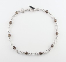 Judith Ripka Sterling Silver Chain Toggle Necklace w/ Smoky Quartz Beads 18" - $297.27