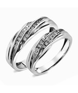 0.15 CT Diamant Rond 14K or Blanc Sur His &amp; Hers Mariage Bande Set Anneau - €116,12 EUR