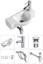 Sink With Faucet And Drain In Bathroom Ceramic Washbasin And, Up Drain I... - £113.29 GBP