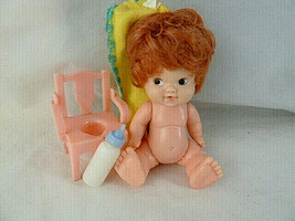 Vintage 4.5&quot; Uneeda Hong Kong Doll with potty chair &amp; bottle potty train... - $15.93