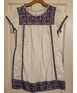 Pomegranate Embroidered Cap Sleeve Anthropologie Tunic Dress White Navy ... - $19.75