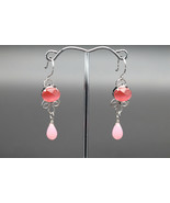 Jewdi Pink Czech Beads Synthetic Cat&#39;s Eye Handmade Earrings (E06S003) - $919.30 MXN