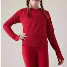 Athleta Girl Power Up Shimmer Long Sleeve Glittery Sparkly Top Red 8 - £15.73 GBP