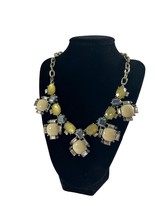 The Limited Bib Necklace Gold Tone Pale Yellow Enamel Rhinestones 18-20&quot; - £14.77 GBP