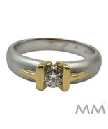 18K Gold Diamond Solitaire Ring .25ct Yellow and White Gold Size 7.50 - $46,991.28 MXN