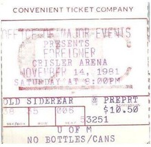 Vintage Foreigner Ticket Stumpf November 14 1981 Ann Arbor Michigan - £43.67 GBP