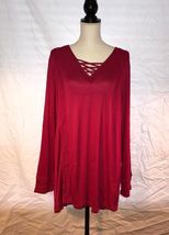 Women’s Araza Tunic Top, Size 2X, NWT, Long Sleeve, Red - £19.91 GBP