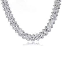 12 MM Brilliant Moissanite 925 Silver Men&#39;s Cuban Link Long Chain 18 Inch - £992.19 GBP