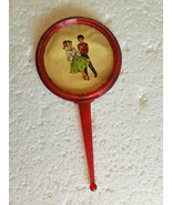 Vintage Red Plastic Girls Boy Mirror 7.25&quot; x 3.50&quot; - $14.99