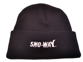 Sno-Way Black Knit Embroidered Winter Hat Beanie Cuffed CAPAMERICA Made ... - $9.46
