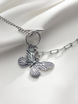 Authentic 18K 925 Sterling Thai Silver Butterfly Spawn Pendant Chain Necklace - £59.94 GBP