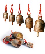 Rustic Bells Wind Chimes (30” Long), 5 Door Hanging Bells on a Rope – Br... - £23.49 GBP