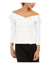 ADRIANNA PAPELL Double-Breasted Off-The-Shoulder Top Ivory Size 2 $129 - £27.16 GBP